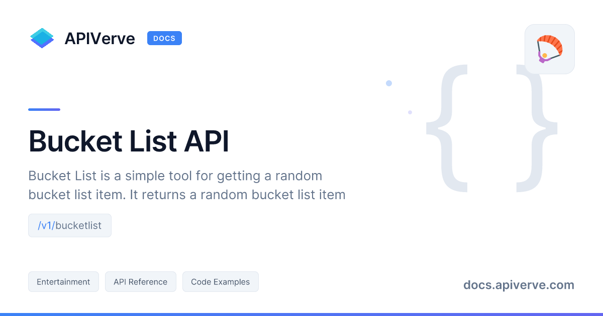 Bucket List API Documentation - APIVerve Developer Guide