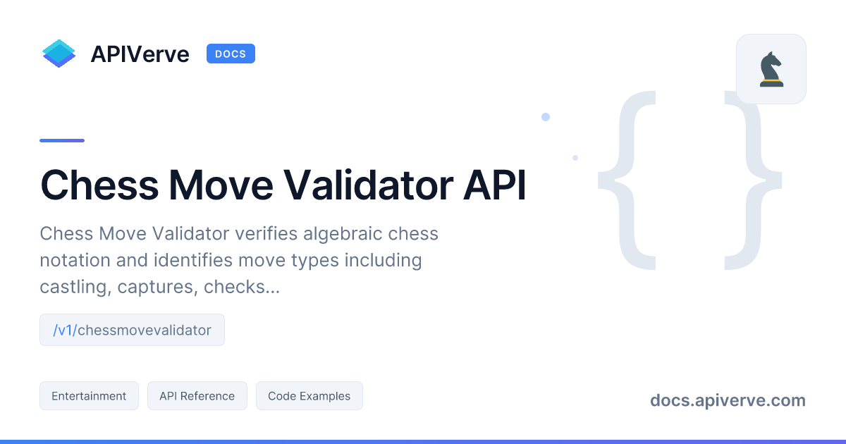 Chess Developer Chess Move Validator API Documentation - APIVerve Developer Guide