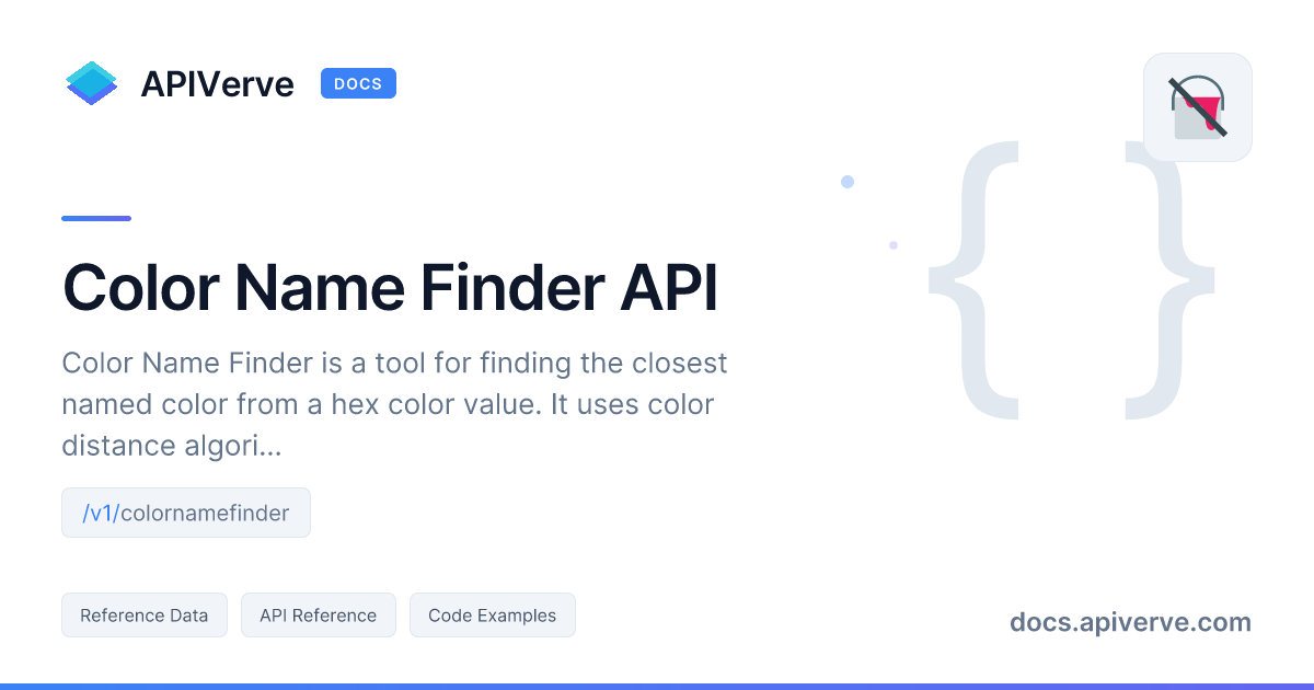 Color Name Finder API Documentation - APIVerve Developer Guide