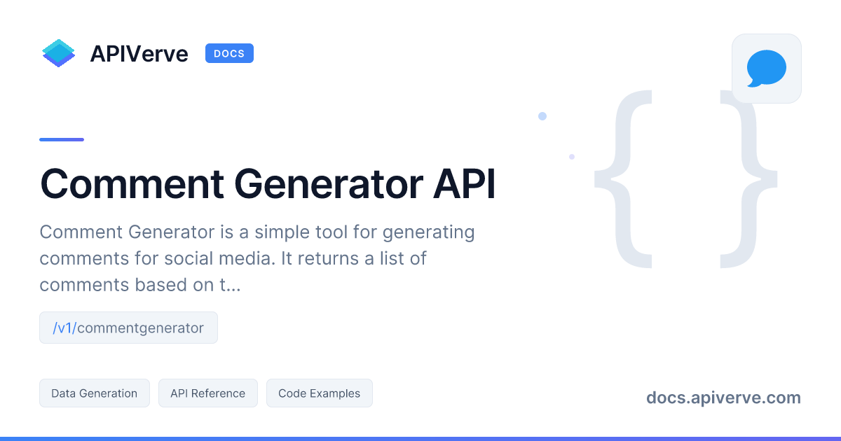 Comment Generator API Documentation - APIVerve Developer Guide