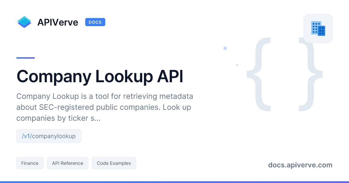 Company Lookup API Documentation - APIVerve Developer Guide