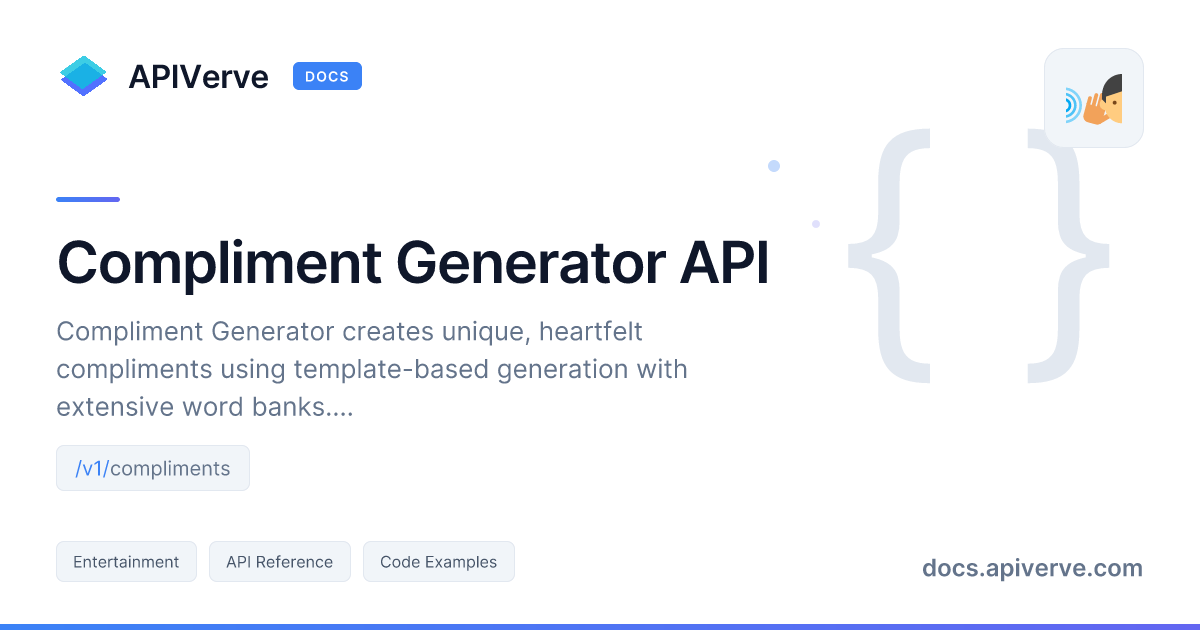 Compliment Generator API Documentation - APIVerve Developer Guide