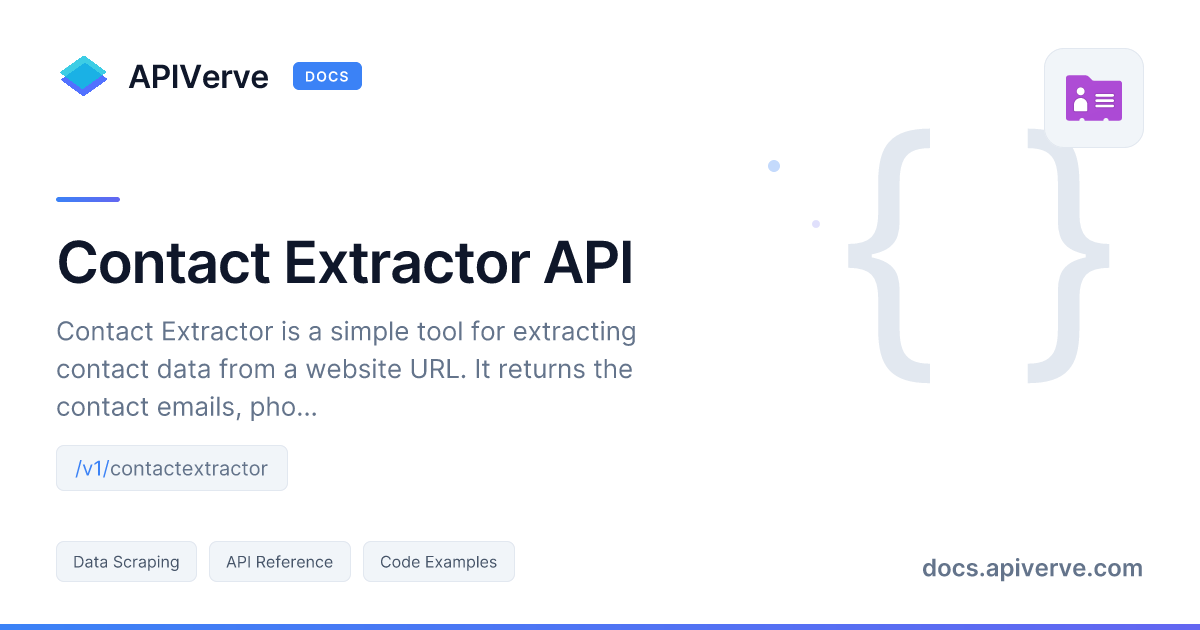 Contact Extractor API Documentation - APIVerve Developer Guide