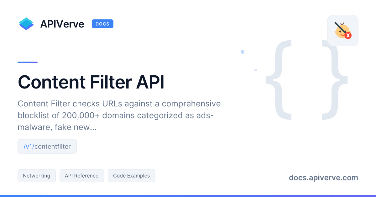Content Filter API Documentation - APIVerve Developer Guide