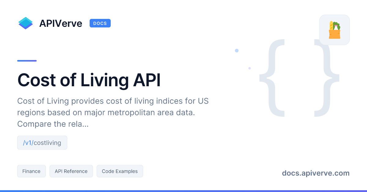 Cost of Living API Documentation - APIVerve Developer Guide