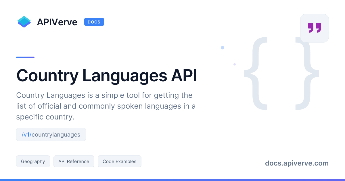 Country Languages API Documentation - APIVerve Developer Guide