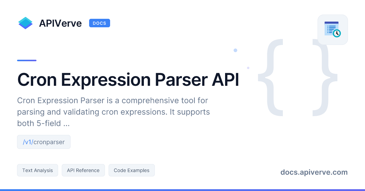 Cron Expression Parser API Documentation - APIVerve Developer Guide