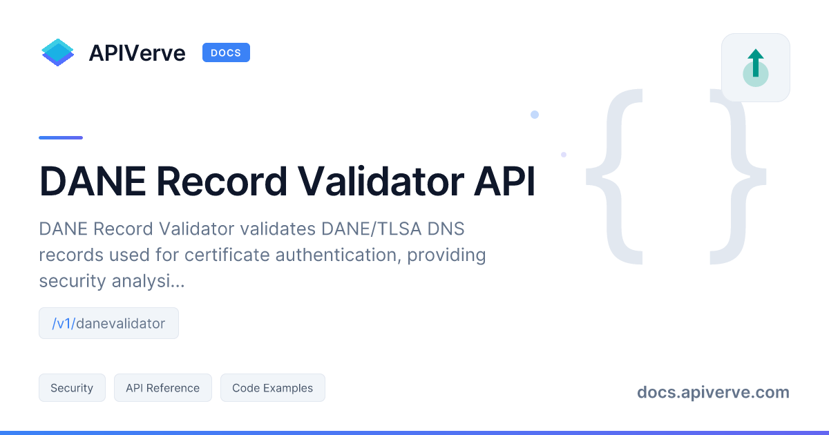 DANE Record Validator API Documentation - APIVerve Developer Guide