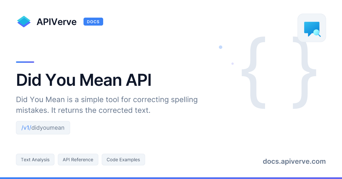 Did You Mean API Reference — APIVerve Documentation
