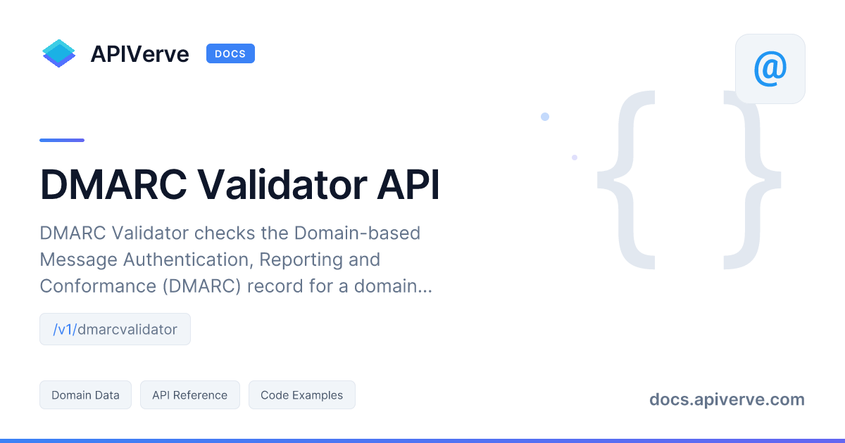 DMARC Validator API Documentation - APIVerve Developer Guide