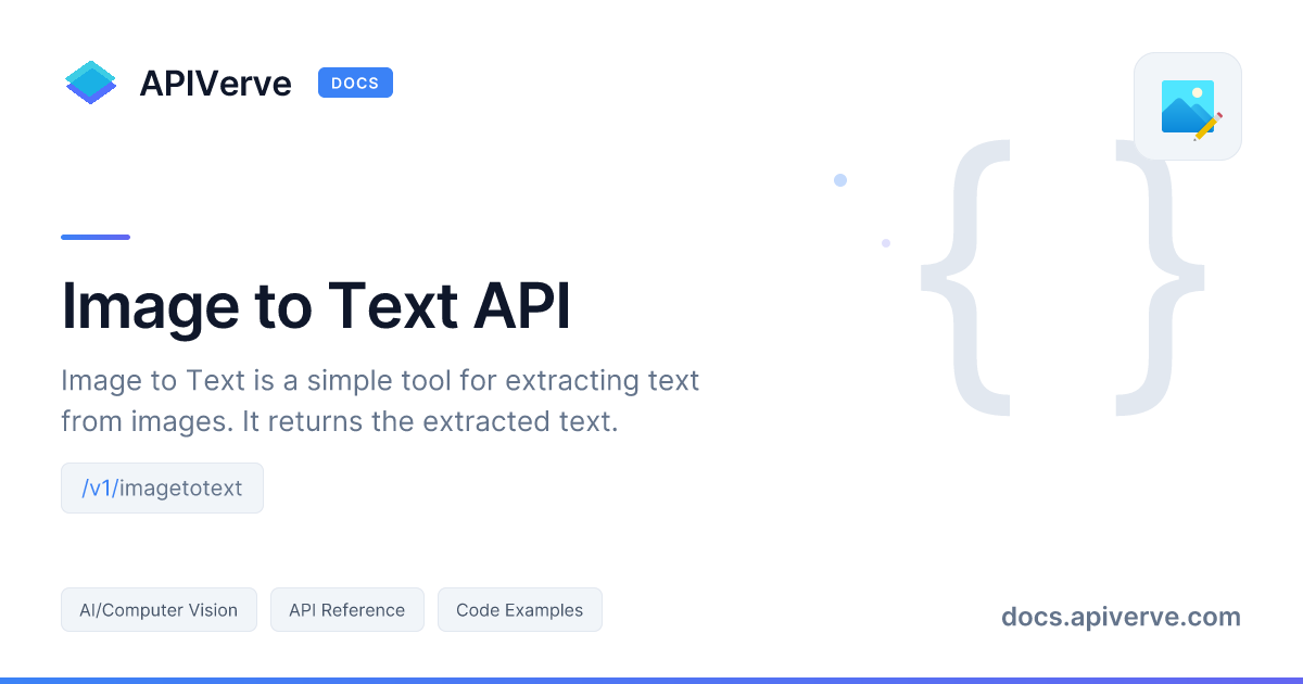 Image to Text API Documentation - APIVerve Developer Guide