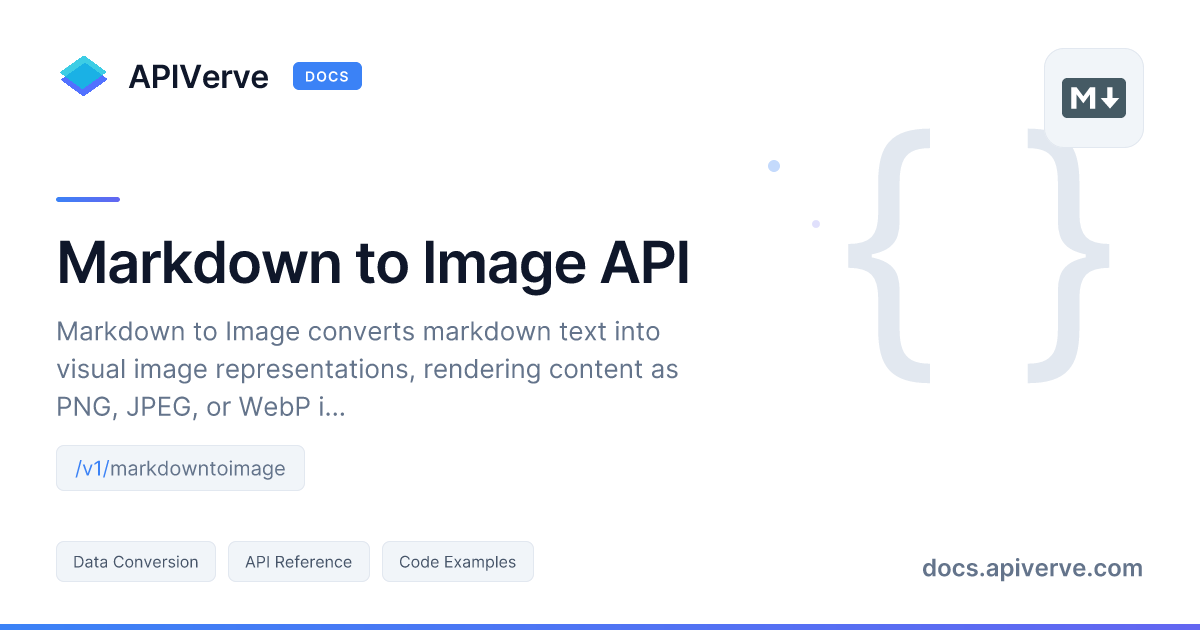 Markdown to Image API Documentation - APIVerve Developer Guide