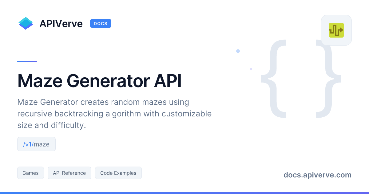 Maze Generator API Documentation - APIVerve Developer Guide