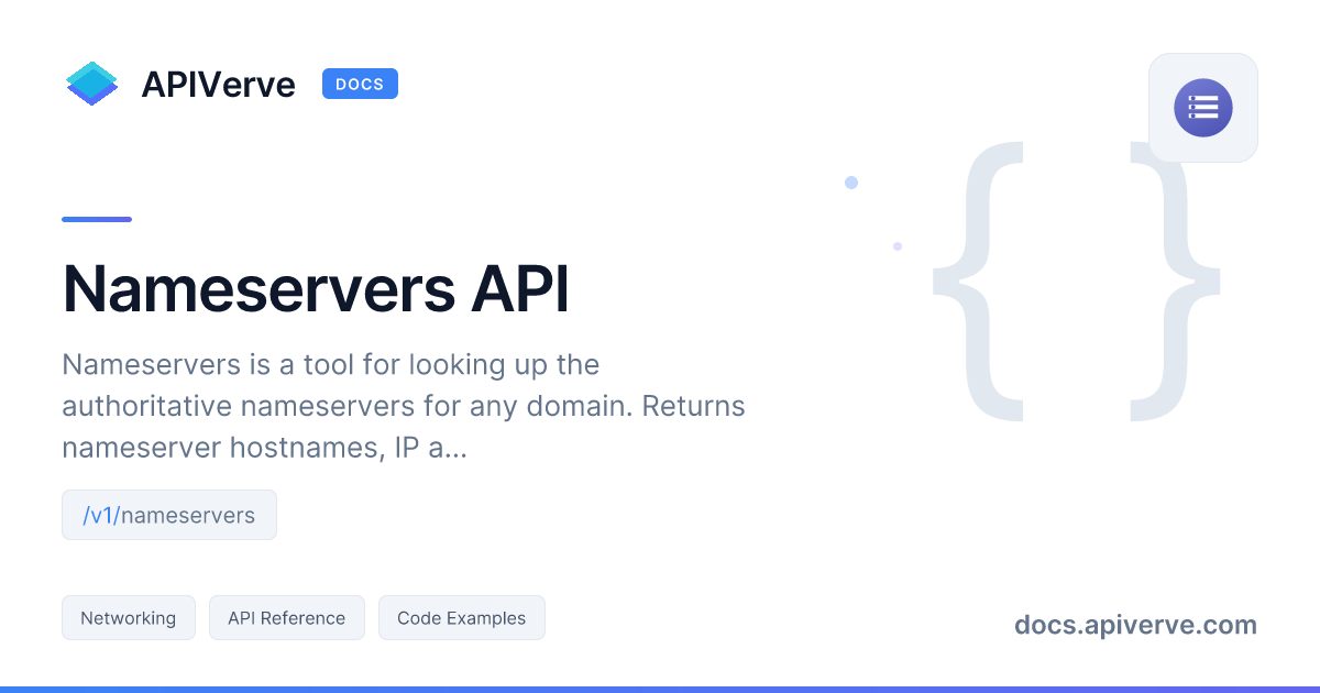 Nameservers API Documentation - APIVerve Developer Guide