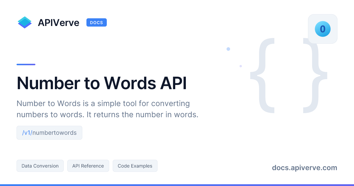 Number to Words API Documentation - APIVerve Developer Guide