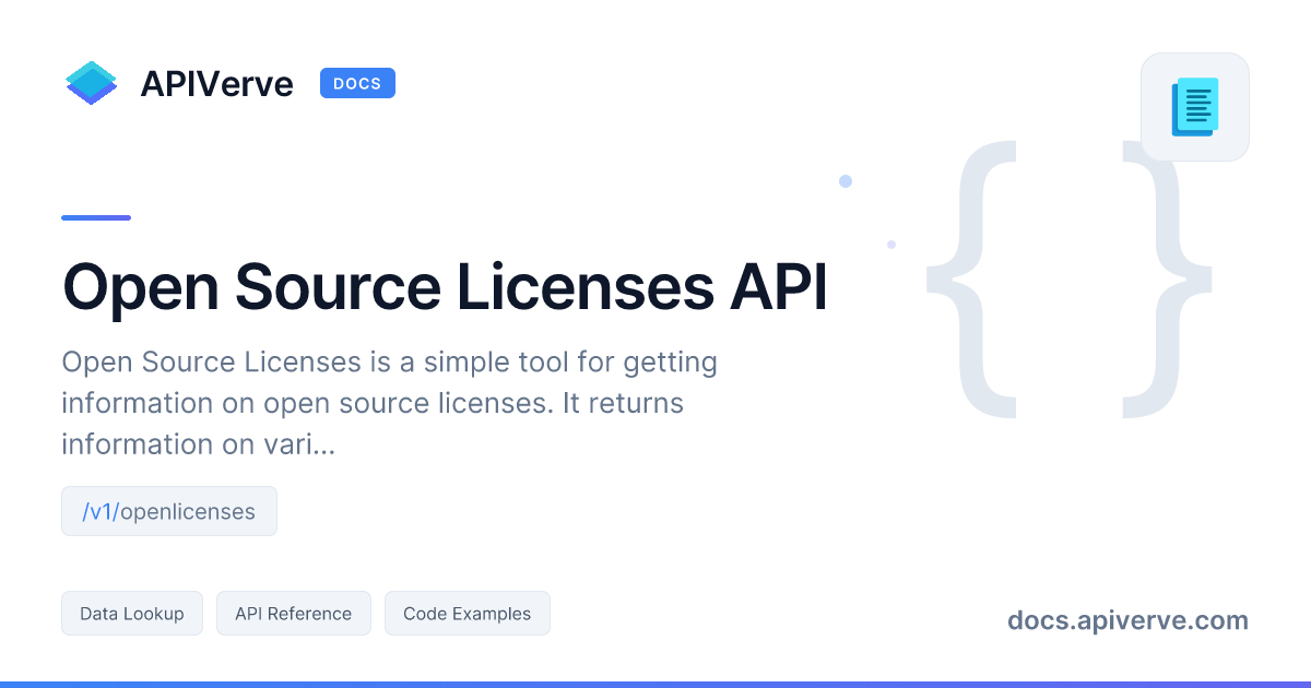 github - naubiomech openpythonapi: open source api... Open Source Licenses API Documentation - APIVerve Developer Guide