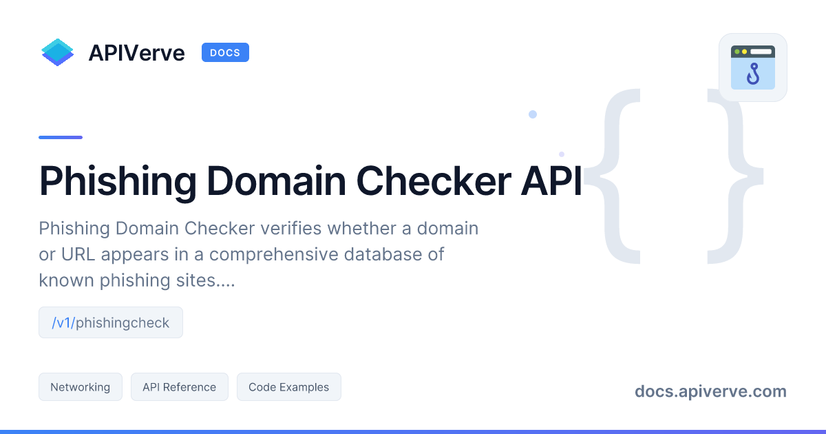 Phishing Domain Checker API Documentation - APIVerve Developer Guide