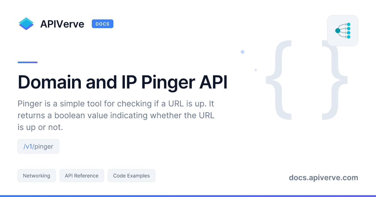 Domain and IP Pinger API Documentation - APIVerve Developer Guide