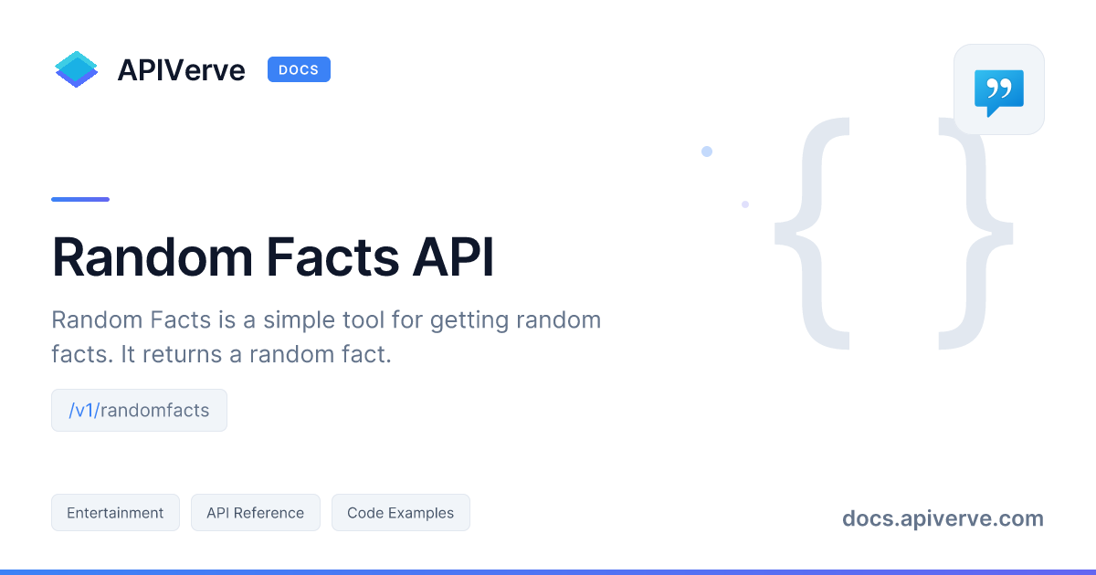 Fact Api Random Facts API Documentation - APIVerve Developer Guide