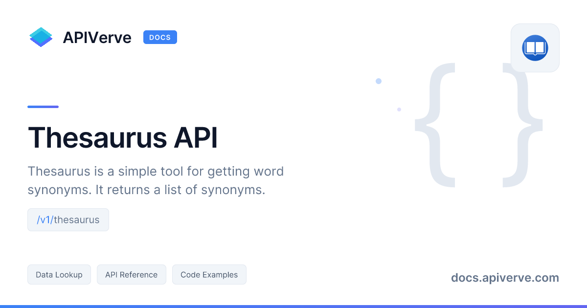 Thesaurus API Documentation - APIVerve Developer Guide