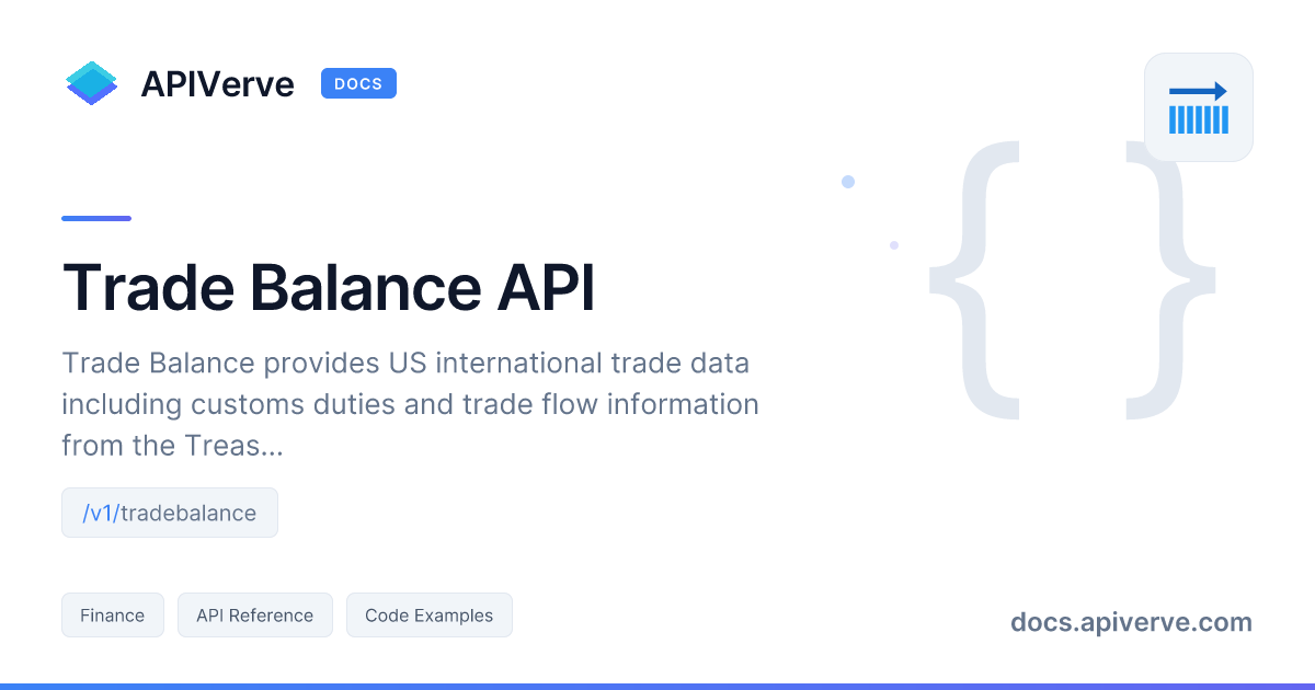 Trade Balance API Documentation - APIVerve Developer Guide