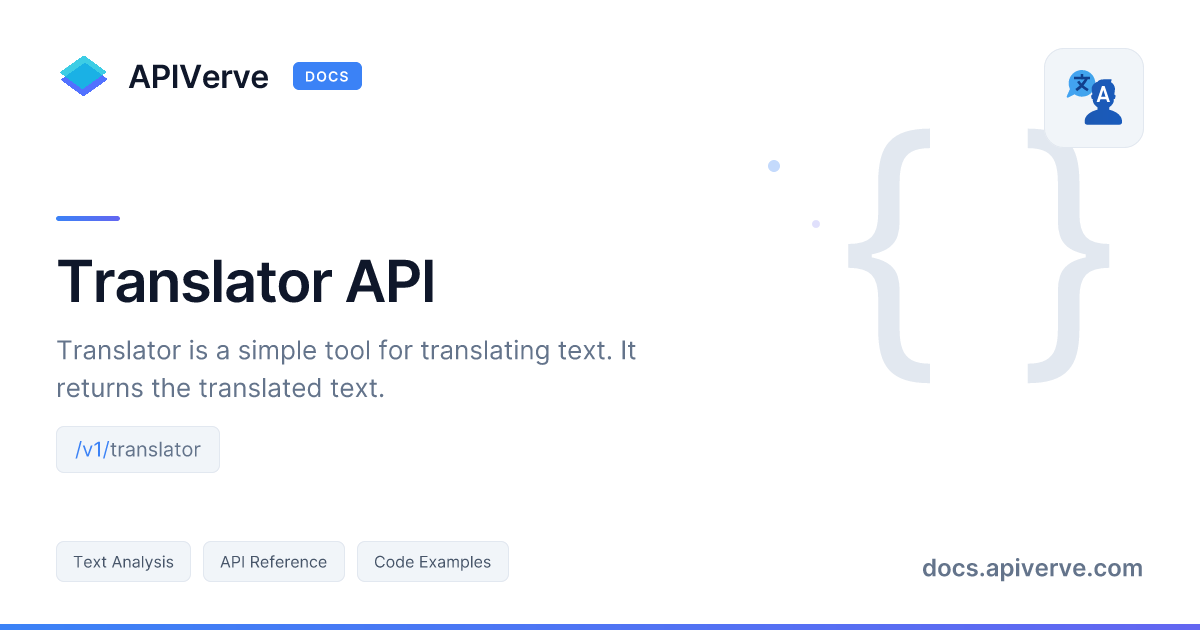 Translator API Documentation - APIVerve Developer Guide