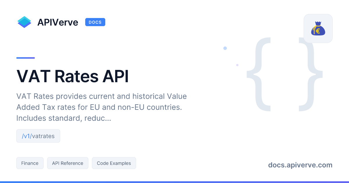 VAT Rates API Documentation - APIVerve Developer Guide