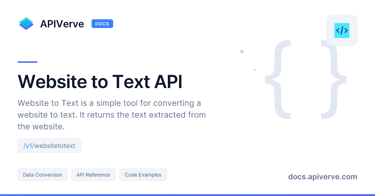 Website to Text API Documentation - APIVerve Developer Guide