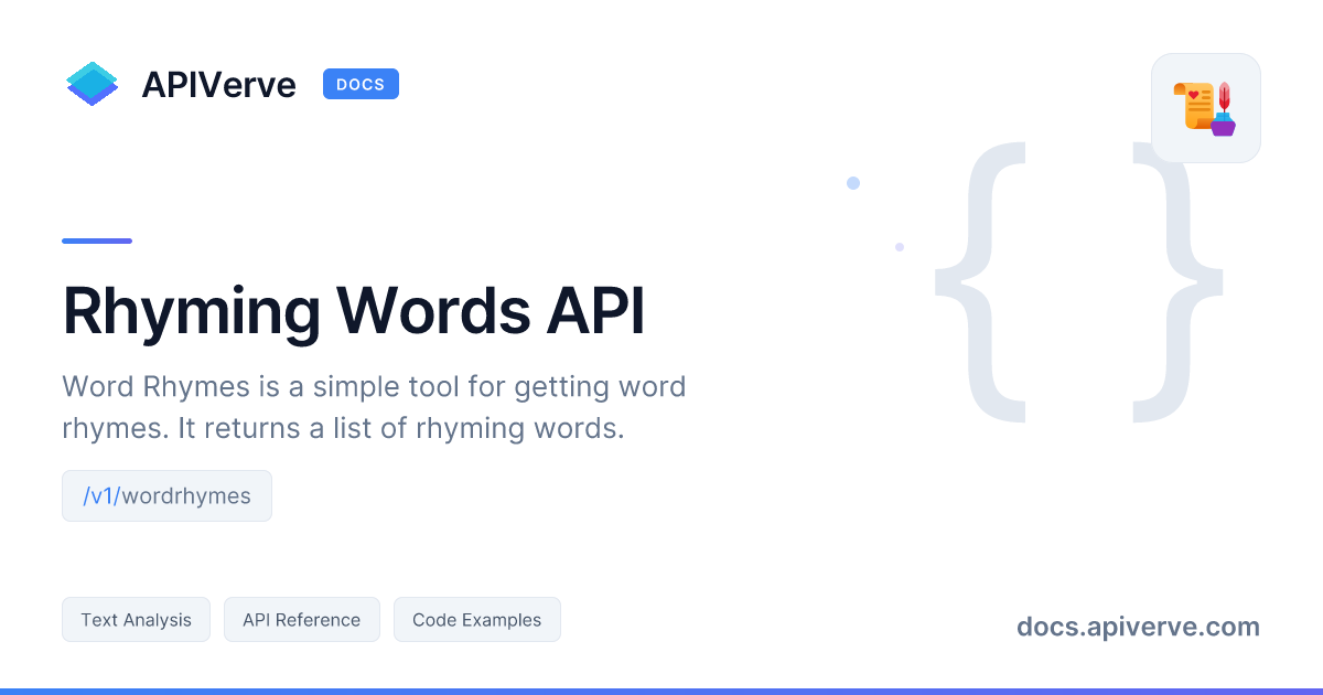 Rhyming Words API Documentation - APIVerve Developer Guide
